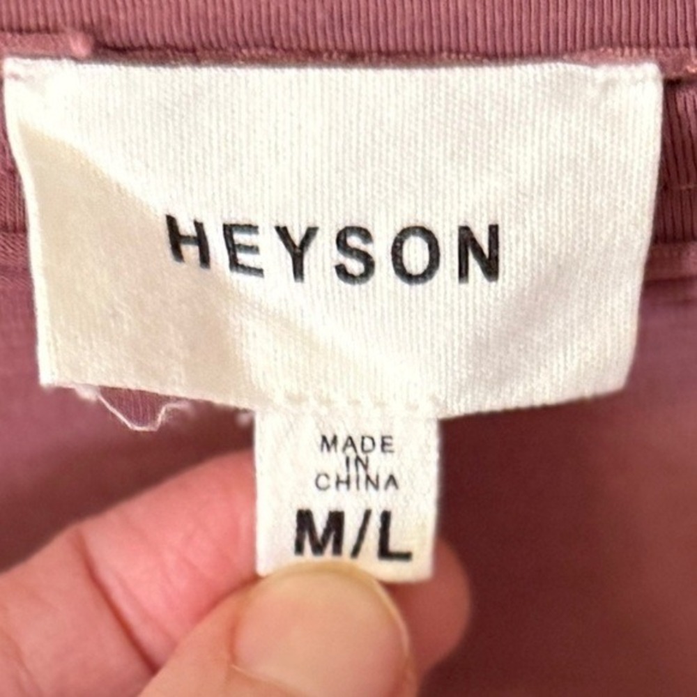 Heyson Mauve Pink Slub Knit Oversized Kimono Sleeve High Low Top ML - Picture 3 of 4